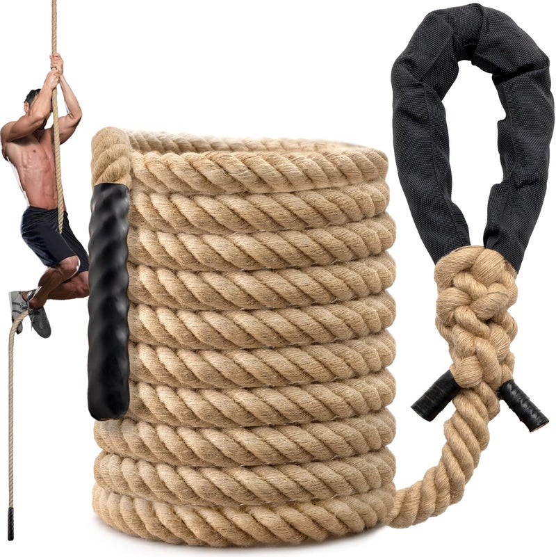 Sodlar Climbing Rope Gym Workout - 10FT 15FT 20FT 25FT 30FT 35FT Heavy Duty Jute Thick Ropes for Adults Strength Training Outdoor Tree Swing Indoor Home Fitness Exercise - 1.5 Inch - Image 1